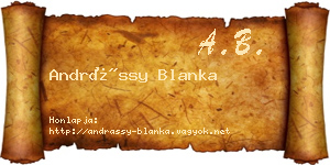 Andrássy Blanka névjegykártya